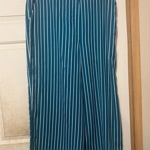 Worthington Teal Striped Wide Leg Pants Size XXL Ladies With Pockets